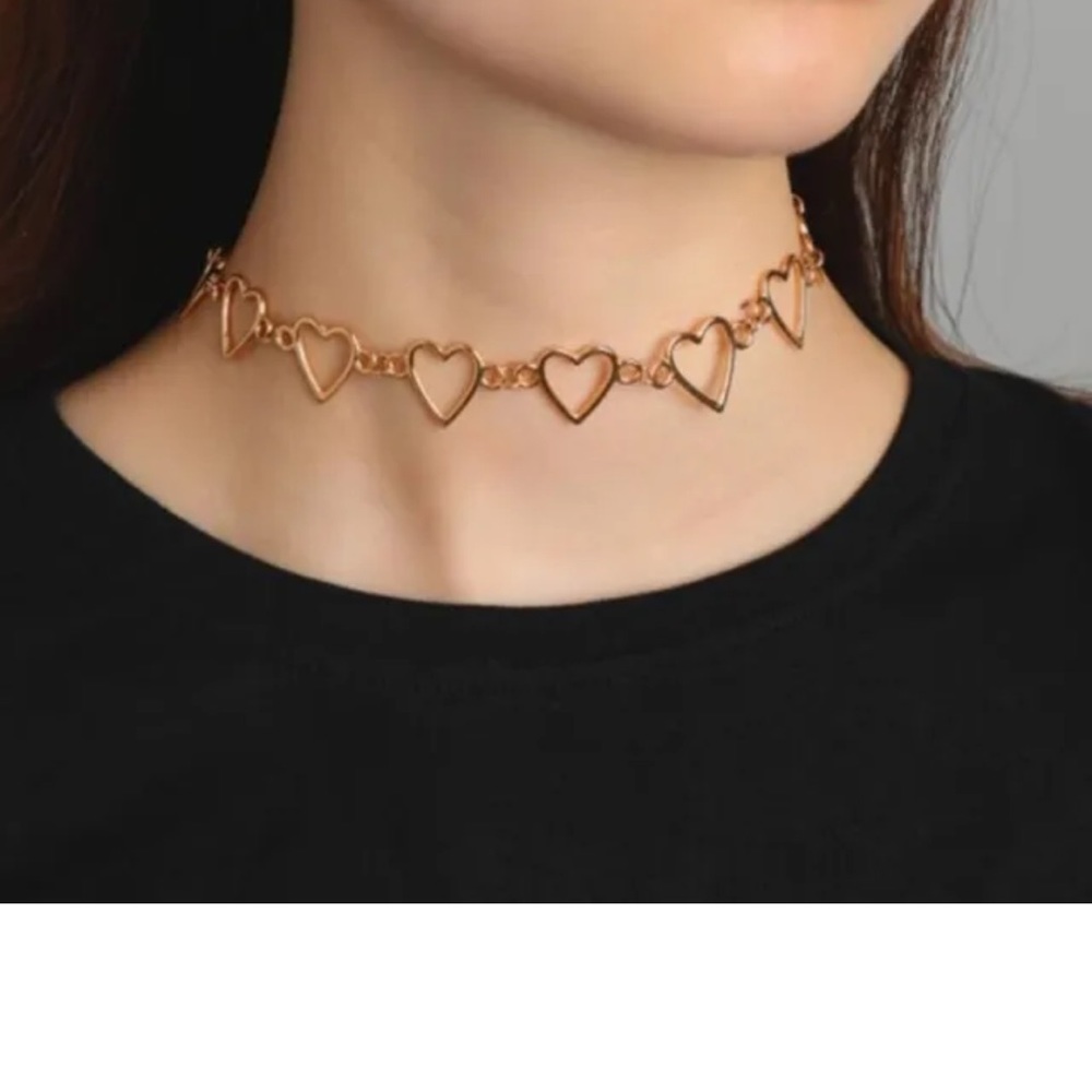Heart Link Chain Choker Gold Plated